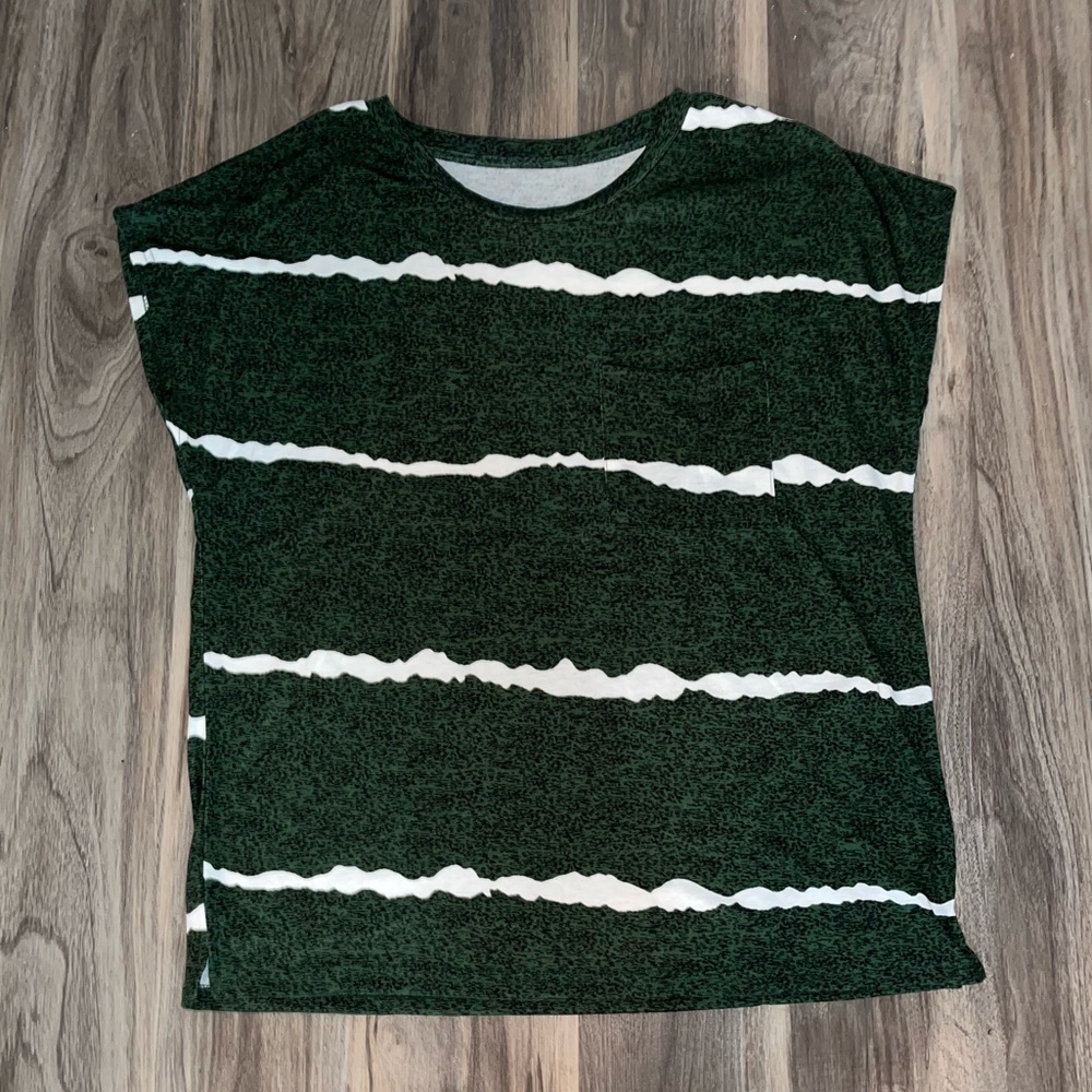 DOKOTOO—Green and White Striped T-Shirt